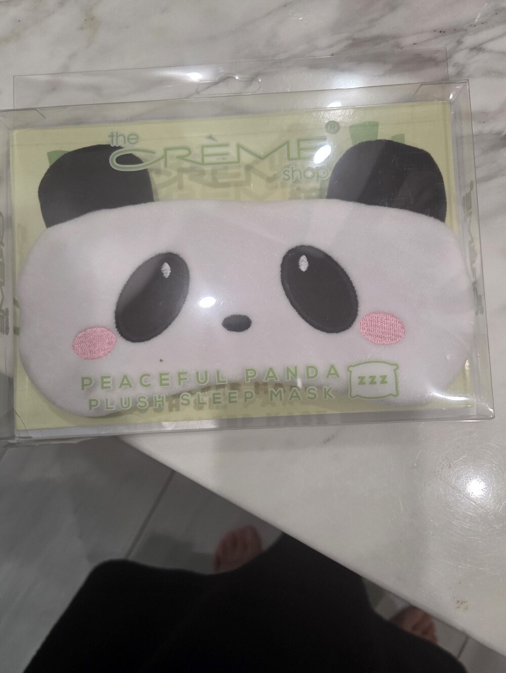 The Creme Shop Peaceful Panda Plush Sleep Mask - Pink & Black New In Box.